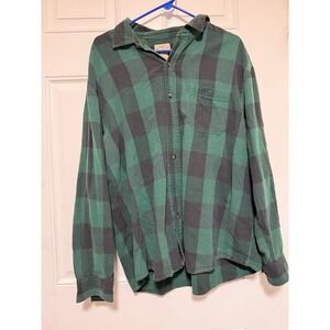 Vintage  Men's Blue Mountain green Plaid Button Down Long Sleeve Shirt Size Xl